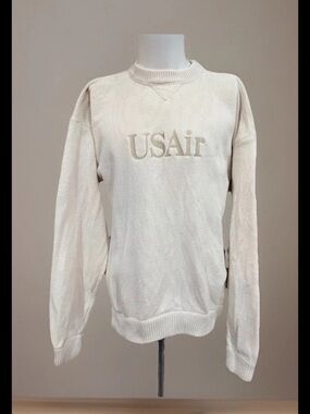 Rare Vintage USAir Crew Uniform Crewneck Sweater Airline Logo Pullover Size L
